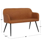 Banc industriel Daniella 44 po en acier/similicuir noir/chameau - LumiSource : Fini mat, pieds en métal, capacité de 500 lb