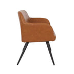 Banc industriel Daniella 44 po en acier/similicuir noir/chameau - LumiSource : Fini mat, pieds en métal, capacité de 500 lb