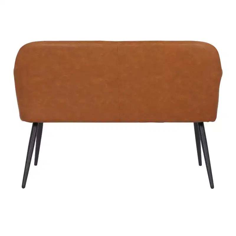 Banc industriel Daniella 44 po en acier/similicuir noir/chameau - LumiSource : Fini mat, pieds en métal, capacité de 500 lb