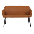 Banc industriel Daniella 44 po en acier/similicuir noir/chameau - LumiSource : Fini mat, pieds en métal, capacité de 500 lb
