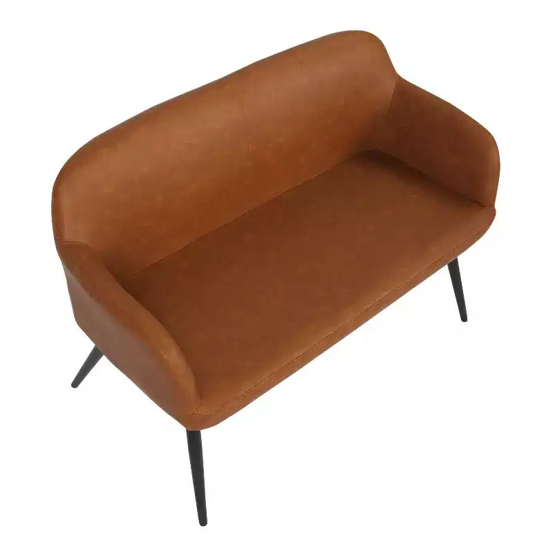 Banc industriel Daniella 44 po en acier/similicuir noir/chameau - LumiSource : Fini mat, pieds en métal, capacité de 500 lb