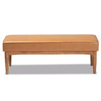 Banc de salle à manger en bois et similicuir Arvid Mid-Century, noyer/marron - Baxton Studio