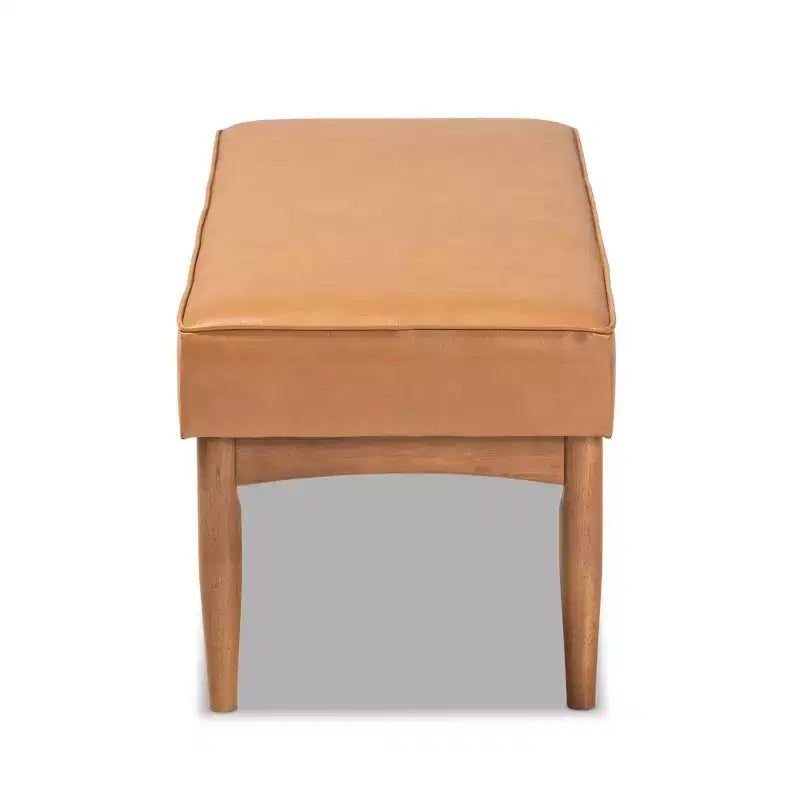 Banc de salle à manger en bois et similicuir Arvid Mid-Century, noyer/marron - Baxton Studio