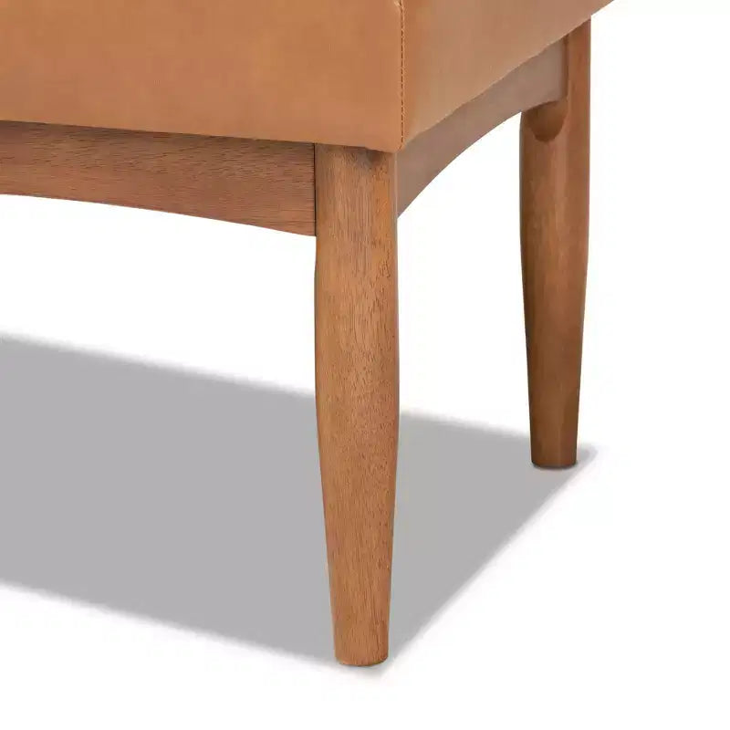 Banc de salle à manger en bois et similicuir Arvid Mid-Century, noyer/marron - Baxton Studio