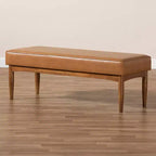 Banc de salle à manger en bois et similicuir Arvid Mid-Century, noyer/marron - Baxton Studio