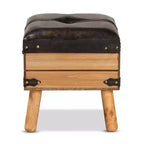 Baxton Studio Amena Petit pouf de rangement en bois marron foncé/chêne : Revêtement velours, forme rectangulaire, nettoyage des taches