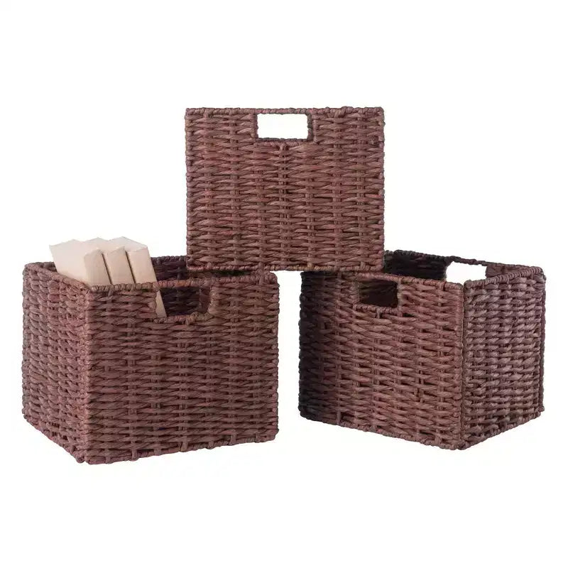 Banc de rangement Adriana 4 pièces avec paniers Noyer - Winsome : Style transitionnel, Cadre en bois, Nettoyage des taches