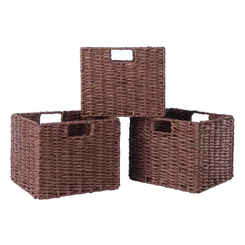 Banc de rangement Adriana 4 pièces avec paniers Noyer - Winsome : Style transitionnel, Cadre en bois, Nettoyage des taches