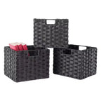 Banc de rangement 4 pièces Addison avec paniers Espresso/Chocolat - Winsome : Organiseur d'entrée en bois, pouf de chambre
