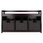Banc de rangement 4 pièces Addison avec paniers Espresso/Chocolat - Winsome : Organiseur d'entrée en bois, pouf de chambre