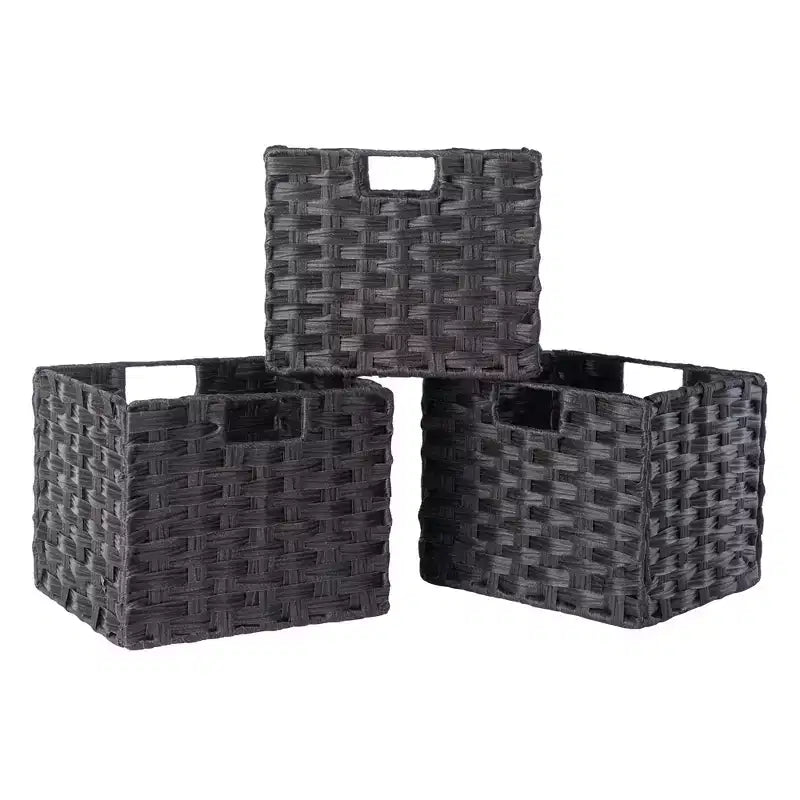 Banc de rangement 4 pièces Addison avec paniers Espresso/Chocolat - Winsome : Organiseur d'entrée en bois, pouf de chambre