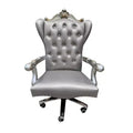 28" Versailles PU Executive Office Chair Silver/Antique Platinum - Acme Furniture: Adjustable, Swivel, Poplar Wood Frame