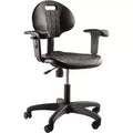 16"-21" Adjustable Height Polyurethane Task Office Chair with Arms Black- Hampden Furnishings: Steel Frame, Ribbed Ventilation