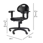 Chaise de bureau pivotante en polyuréthane réglable en hauteur de 40 à 53 cm avec accoudoirs noire - Hampden Furnishings : Structure en acier, Ventilation nervurée
