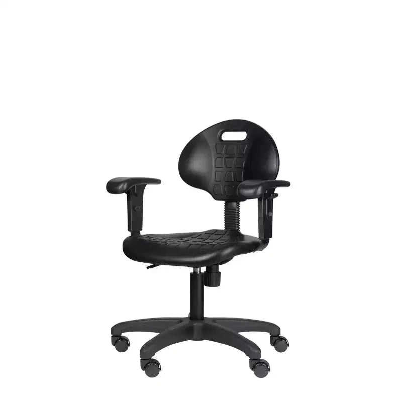 Chaise de bureau pivotante en polyuréthane réglable en hauteur de 40 à 53 cm avec accoudoirs noire - Hampden Furnishings : Structure en acier, Ventilation nervurée