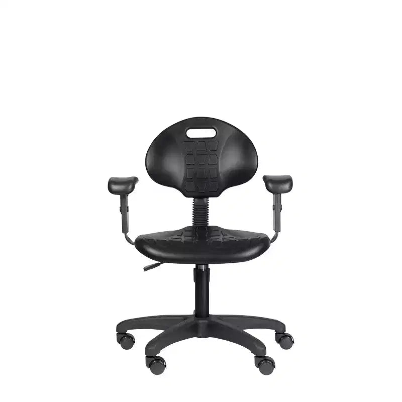 Chaise de bureau pivotante en polyuréthane réglable en hauteur de 40 à 53 cm avec accoudoirs noire - Hampden Furnishings : Structure en acier, Ventilation nervurée