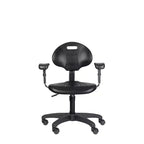 Chaise de bureau pivotante en polyuréthane réglable en hauteur de 40 à 53 cm avec accoudoirs noire - Hampden Furnishings : Structure en acier, Ventilation nervurée