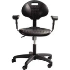 Chaise de bureau pivotante en polyuréthane réglable en hauteur de 40 à 53 cm avec accoudoirs noire - Hampden Furnishings : Structure en acier, Ventilation nervurée