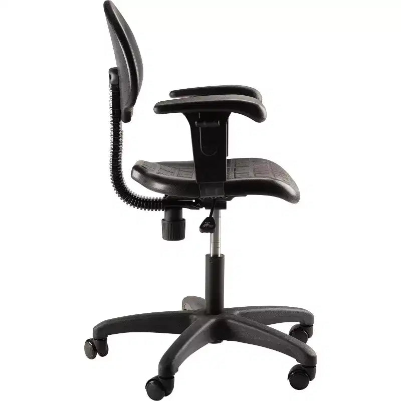 Chaise de bureau pivotante en polyuréthane réglable en hauteur de 40 à 53 cm avec accoudoirs noire - Hampden Furnishings : Structure en acier, Ventilation nervurée