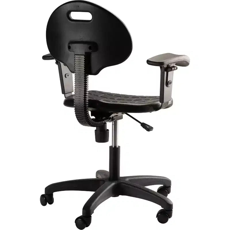 Chaise de bureau pivotante en polyuréthane réglable en hauteur de 40 à 53 cm avec accoudoirs noire - Hampden Furnishings : Structure en acier, Ventilation nervurée