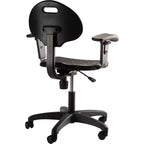 Chaise de bureau pivotante en polyuréthane réglable en hauteur de 40 à 53 cm avec accoudoirs noire - Hampden Furnishings : Structure en acier, Ventilation nervurée
