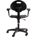 Chaise de bureau pivotante en polyuréthane réglable en hauteur de 40 à 53 cm avec accoudoirs noire - Hampden Furnishings : Structure en acier, Ventilation nervurée