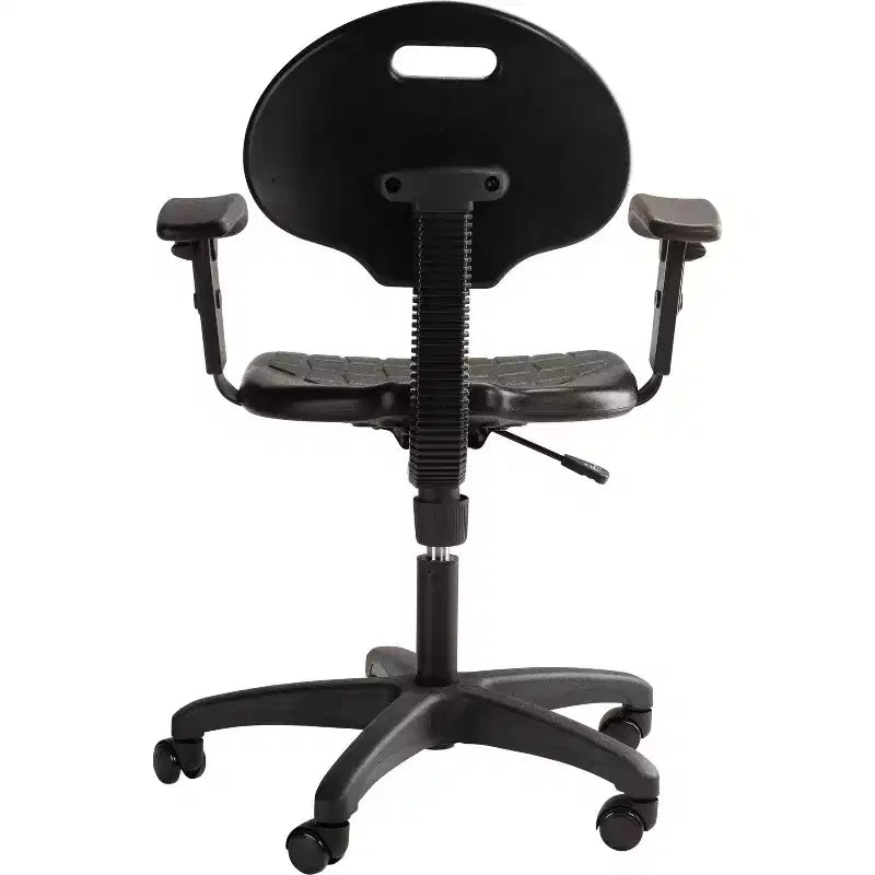 Chaise de bureau pivotante en polyuréthane réglable en hauteur de 40 à 53 cm avec accoudoirs noire - Hampden Furnishings : Structure en acier, Ventilation nervurée