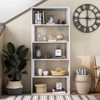 Bibliothèque à 5 étagères Montalva 70,75 po en chêne blanc - HOMES: Inside + Out: Style ferme, design à dos ouvert