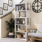 Bibliothèque à 5 étagères Montalva 70,75 po en chêne blanc - HOMES: Inside + Out: Style ferme, design à dos ouvert