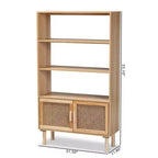 Bibliothèque Faulkner en rotin et bois naturel 55,1 po à 2 portes marron – Baxton Studio : Design Mid-Century, 3 étagères