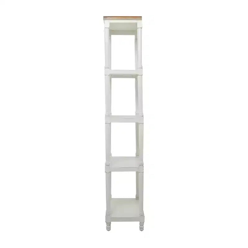 Étagère en bois de style ferme blanc de 71,5 po – Olivia & May : Rangement à 5 niveaux, aucun assemblage requis