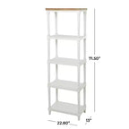 Étagère en bois de style ferme blanc de 71,5 po – Olivia & May : Rangement à 5 niveaux, aucun assemblage requis