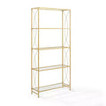 76" Helena Etagere Gold - Crosley: Sturdy Steel Frame, Curved Accents, 4 Clear Glass Shelves