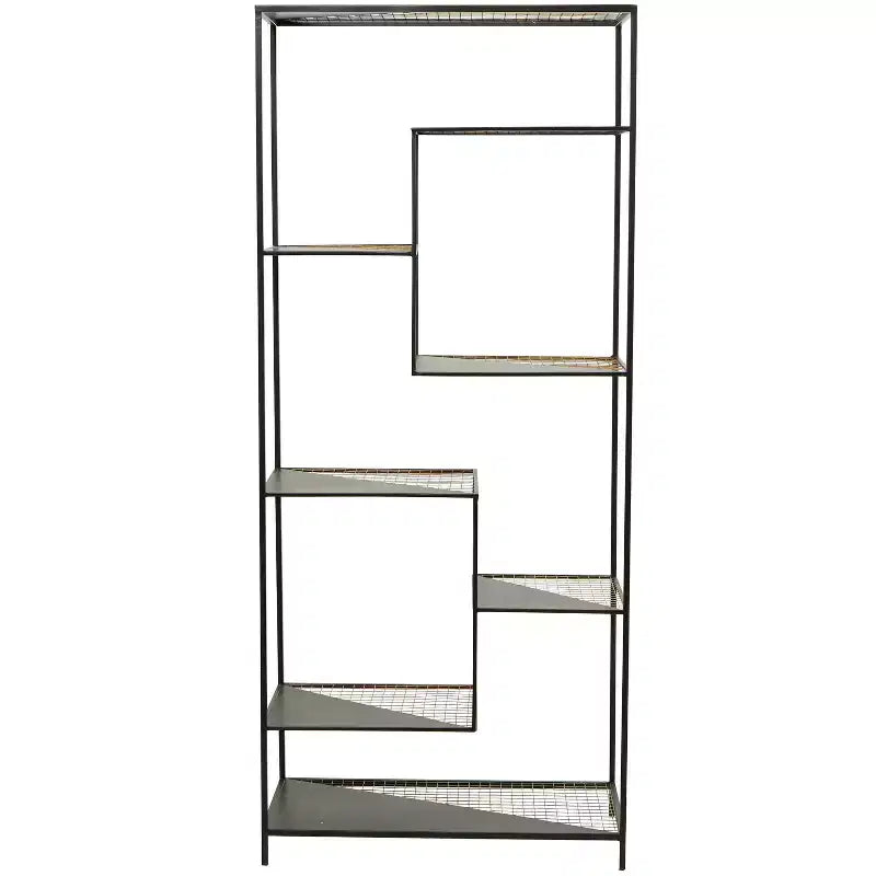 Étagère industrielle en métal noir 142 cm - Olivia & May : Rangement 8 niveaux, Aucun assemblage requis