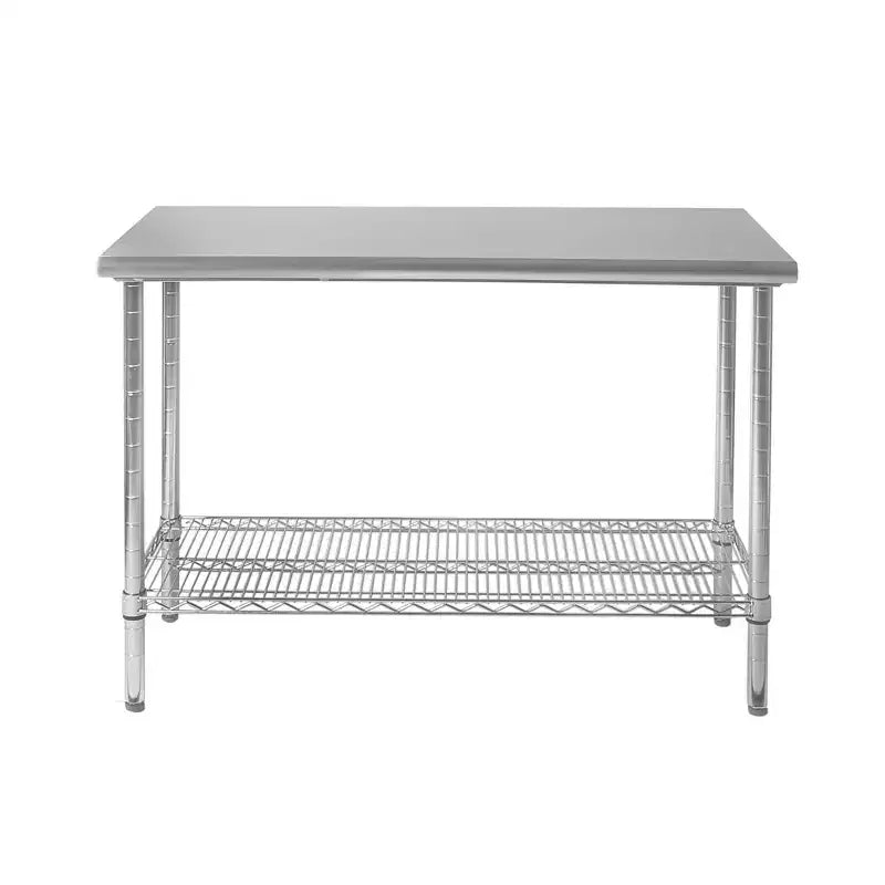 Table de travail commerciale en acier inoxydable, plateau certifié NSF, finition chromée – Seville Classics : hauteur 35,5 po, chariot de cuisine avec rangement