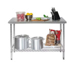 Table de travail commerciale en acier inoxydable, plateau certifié NSF, finition chromée – Seville Classics : hauteur 35,5 po, chariot de cuisine avec rangement