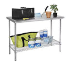 Table de travail commerciale en acier inoxydable, plateau certifié NSF, finition chromée – Seville Classics : hauteur 35,5 po, chariot de cuisine avec rangement