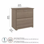Classeur à 2 tiroirs Cabot Gris cendré - Bush Furniture : Style de transition, Tiroirs à ouverture sûre, MDF stratifié