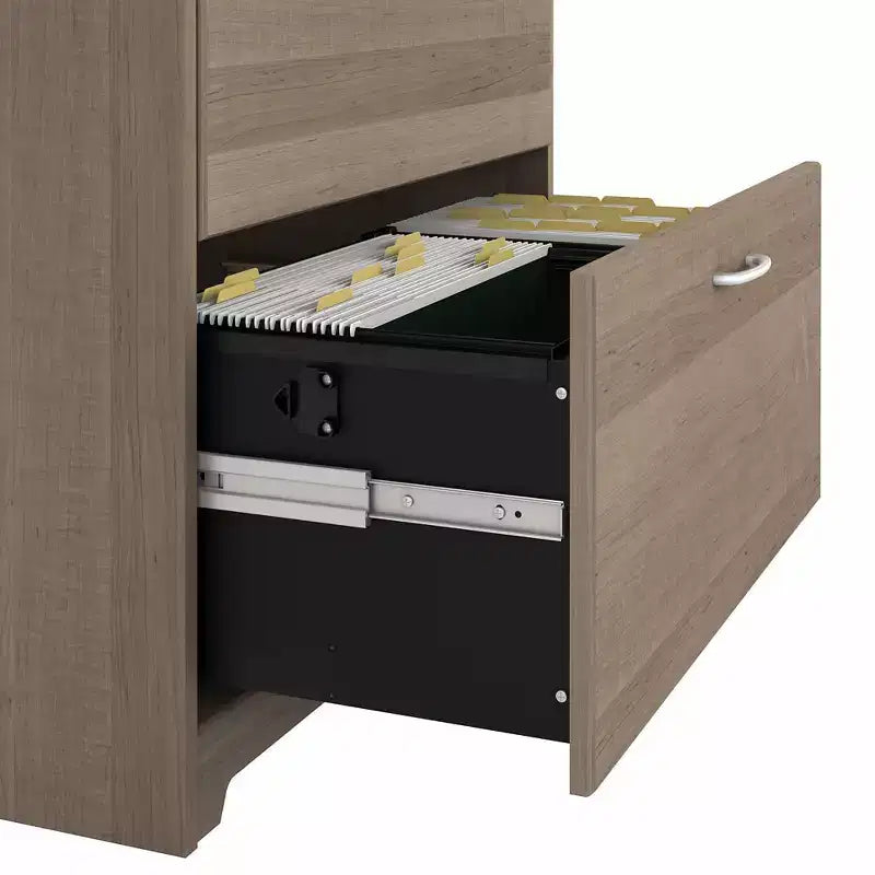 Classeur à 2 tiroirs Cabot Gris cendré - Bush Furniture : Style de transition, Tiroirs à ouverture sûre, MDF stratifié