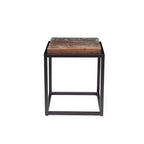 Table d'appoint carrée rustique en bois massif recyclé "Asam" - Timbergirl : pas d'assemblage requis
