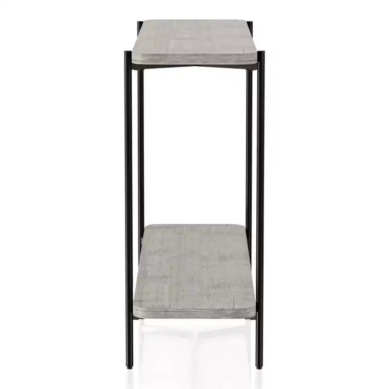 24/7 Shop At Home Table console à étagère inférieure Dunkeld Noir sablé/Gris clair