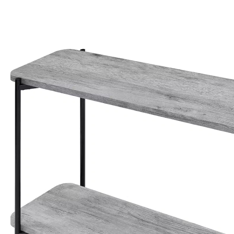 24/7 Shop At Home Table console à étagère inférieure Dunkeld Noir sablé/Gris clair