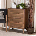 Barrett Wood & Synthetic Rattan Chest: 4-Drawer Storage for Bedroom - Baxton Studio