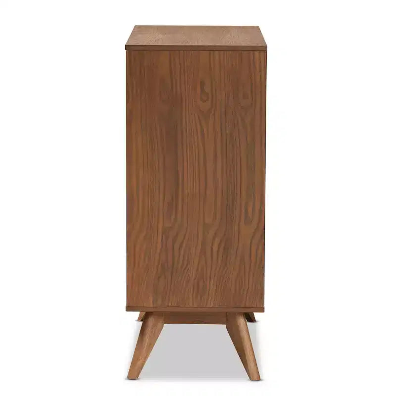 Commode Barrett en bois et rotin synthétique : 4 tiroirs de rangement pour chambre à coucher - Baxton Studio