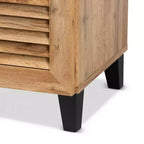 Meuble de rangement 5 étagères Coolidge Wood Chêne Marron - Baxton Studio : Portes à lattes, Pieds fuselés, Organisateur de chaussures 15 paires