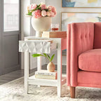 Buylateral Marquise Table d'appoint motif géométrique moderne blanche
