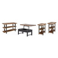 4pc 42" Pomona Living Room Set with Lift Top Coffee Table, Console Table and Two End Tables Rustic Natural - Alaterre Furniture