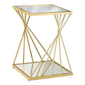 24/7 Shop At Home Rathlin Glass Top Side Table with Glass Top Gold