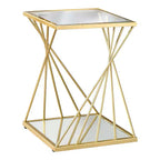 24/7 Shop At Home Rathlin Glass Top Side Table with Glass Top Gold