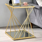 Table d'appoint Rathlin 24/7 Shop At Home avec plateau en verre, coloris doré